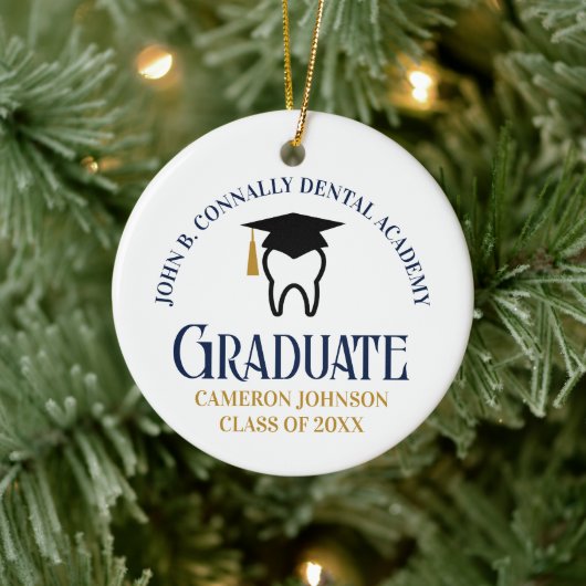 Navy Blue Gold Dental School Afstuderen Kerst Keramisch Ornament (Boom)