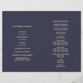 Navy blue | Gold Elegant Folded Wedding Program (Achterkant)