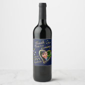 Navy Blue Gold Elegant Hartelijk dank 2023 Afstude Wijn Etiket (Voorkant)