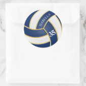 Navy Blue, Gold en White Volleyball - Personaliser Ronde Sticker (Tas)