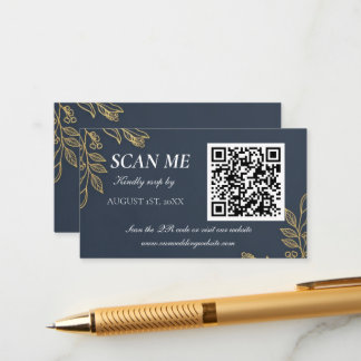Navy Blue Gold Feather Wedding RSVP Enclosure Card Informatiekaartje