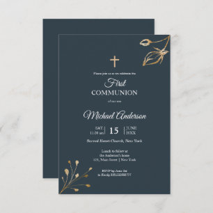 Navy Blue Gold First Community Religious Event Kaart