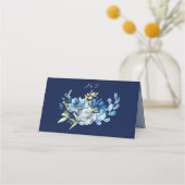 Navy Blue Gold Floral Elegant Evening Wedding (Achterkant)
