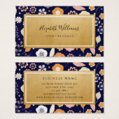 Navy Blue Gold Florals Event Planner Visitekaartje (Voorkant /achterkant)