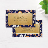 Navy Blue Gold Florals Stylist Visitekaartjes (Bureau)