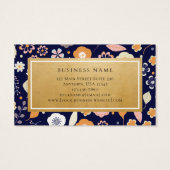Navy Blue Gold Florals Stylist Visitekaartjes (Achterkant)