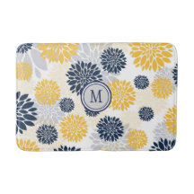 Navy Blue Gold Flower Graphic Pattern