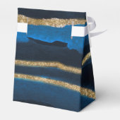 Navy Blue & Gold Foil Agate Wedding Favor Box Bedankdoosjes (Achterkant)