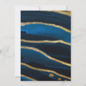 Navy Blue & Gold Foil Agate Wedding Kaart (Achterkant)