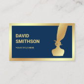 Navy Blue Gold Folie Inkwell Veer Quill Pen Visitekaartje (Voorkant)