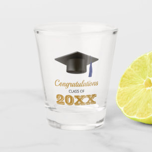 Navy Blue Gold Gefeliciteerd College Graduatie Shot Glas