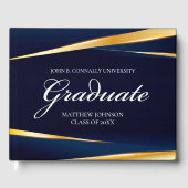 Navy Blue Gold Geometric Custom Formele Afstuderen Gastenboek (Voorkant)
