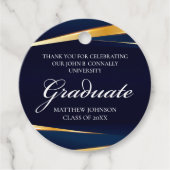 Navy Blue Gold Geometric Formal Gradual Party Bedankjes Labels (Voorkant)