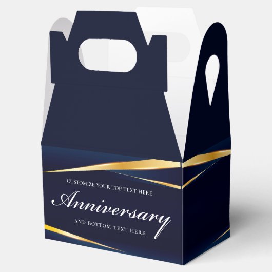 Navy Blue Gold Geometric Formal Jubileum Party Bedankdoosjes (Geopend)