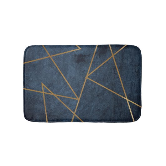 Navy Blue Gold Geometric Stylish Chic Badmat (Voorkant)