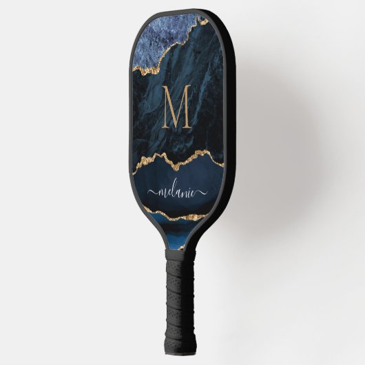 Navy Blue Gold gepersonaliseerde Pickleball Paddle (Links)