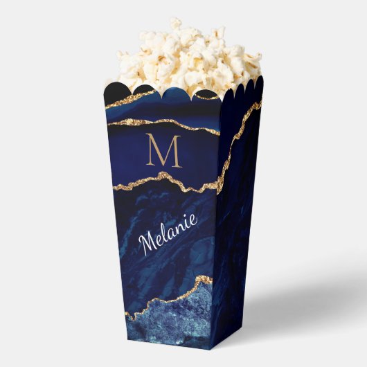 Navy Blue Gold gepersonaliseerde popcorn doos Bedankdoosjes (Popped)