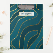 Navy Blue Gold Glitter Abstracte lijnen gepersonal Klembord