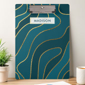 Navy Blue Gold Glitter Abstracte lijnen gepersonal Klembord