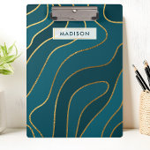 Navy Blue Gold Glitter Abstracte lijnen gepersonal Klembord