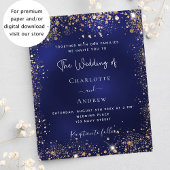Navy blue gold glitter budget bruiloft uitnodiging