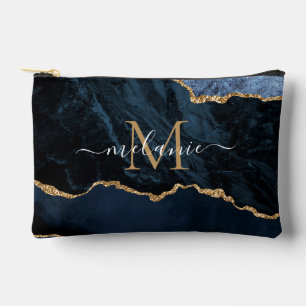 Navy Blue Gold Glitter Custom Letter Jouw naam Etui