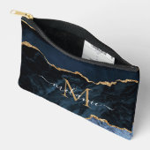 Navy Blue Gold Glitter Custom Letter Jouw naam Etui (Open)