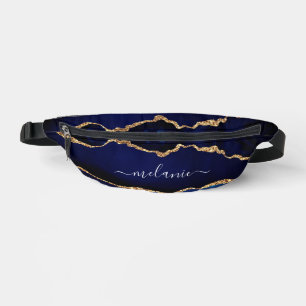 Navy Blue Gold Glitter Custom Name Fanny Pack Heuptasje