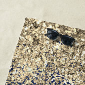 Navy Blue Gold Glitter Girly Monogram Naam Strandlaken (In situ)