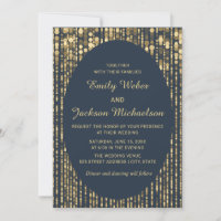 Navy Blue Gold Glitter String Light Wedding