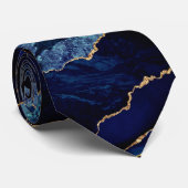 Navy Blue Gold Glitter Stropdas (Opgerold)