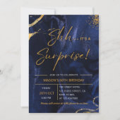 Navy Blue Gold Glitter Surprise 60e verjaardag Kaart (Voorkant)