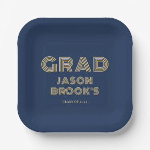 Navy Blue Gold Graduation Party Papieren Bordje