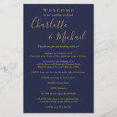 Navy Blue Gold Guest Wedding Weekend Programma (Voorkant)