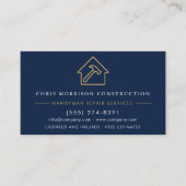 Navy Blue Gold Handyman Construction Visitekaartje (Voorkant)
