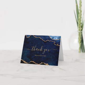 Navy Blue & Gold Hartelijk dank Bedankkaart