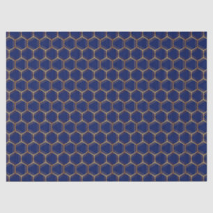 Navy Blue Gold Honeycomb Chic Geometric Pattered Tissuepapier