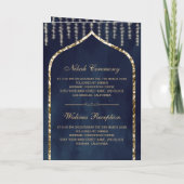 Navy Blue Gold Islamic Arch Weddenschap (Achterkant)