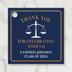 Navy Blue Gold Law School Afstudeerfeest Bedankjes Labels