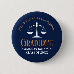 Navy Blue Gold Law School Afstuderen aandenken Ronde Button 5,7 Cm