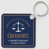 Navy Blue Gold Law School Afstuderen aandenken Sleutelhanger (Achterkant)