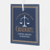 Navy Blue Gold Law School Afstuderen Kerst Glas Ornament (Voorkant links)