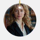 Navy Blue Gold Law School Afstuderen Kerst Keramisch Ornament (Achterkant)