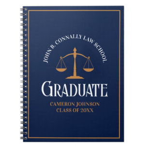 Navy Blue Gold Law School gepersonaliseerd Afstude Notitieboek