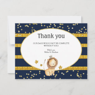 Navy Blue Gold Lion Hartelijk dank Bedankkaart