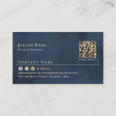 Navy Blue Gold Luxe Monogram Visitekaartje (Achterkant)