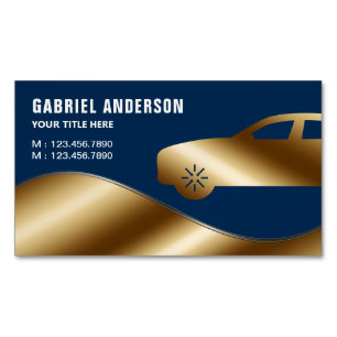Navy Blue Gold Luxury Car Hire Chauffeur Magnetisch Visitekaartje
