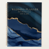 Navy Blue Gold Marble Agate Wedding Planner (Voorkant)