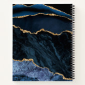 Navy Blue Gold Marble Notitieboek Aangepaste Naam  (Achterkant)