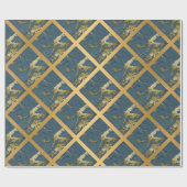 NAVY BLUE GOLD MARBLE WEDDING WRAP WRAPPORT CADEAUPAPIER (Vlak)